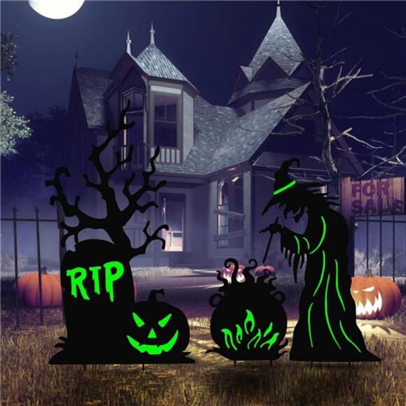 Halloween Yard Signs Outdoor Decorations，3 Pack Warerproof Scary Witch - Picture 7 of 8